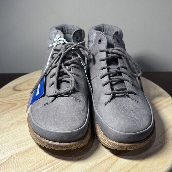 Birkenstock Honnef High Nubuck Leather Oiled Gray Taupe Unisex Ankle Boots - Picture 1 of 5